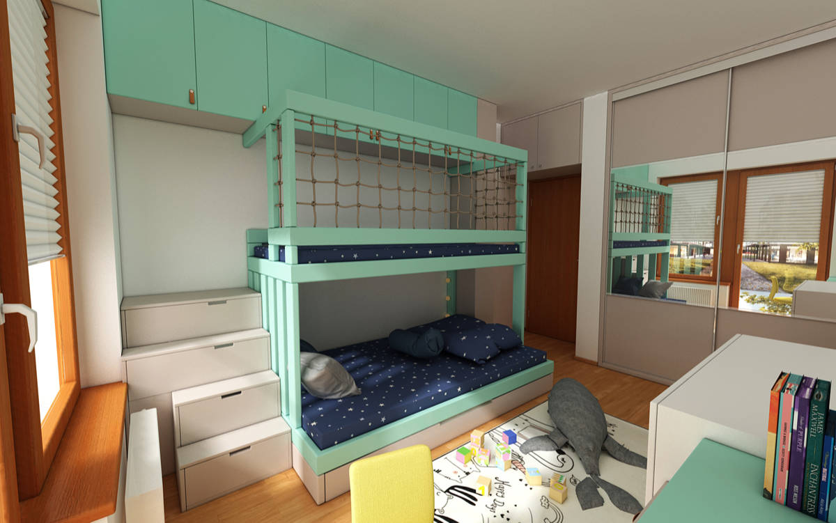 dětsky_pokoj_mint_drevo_ELIS_DESIGN
